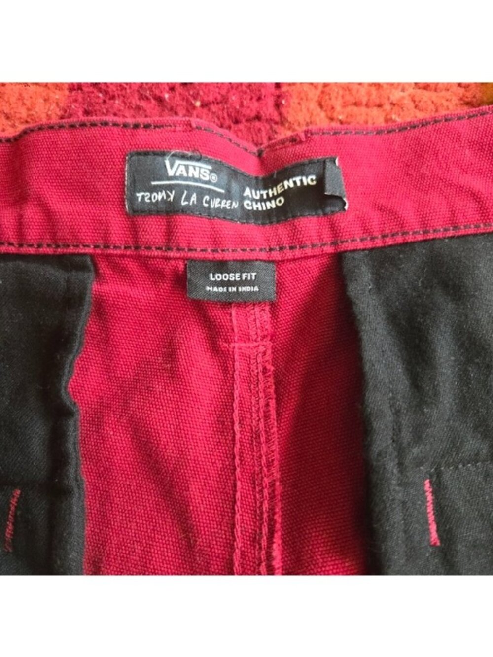 Vans Authentic Knost La Curren Chino Loose Fit Women 25 waist Red Cotton New 042 - Picture 7 of 11